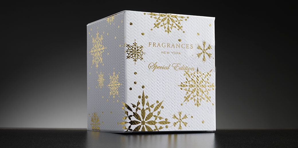 Fragrances New York folding carton packaging by Johnsbyrne