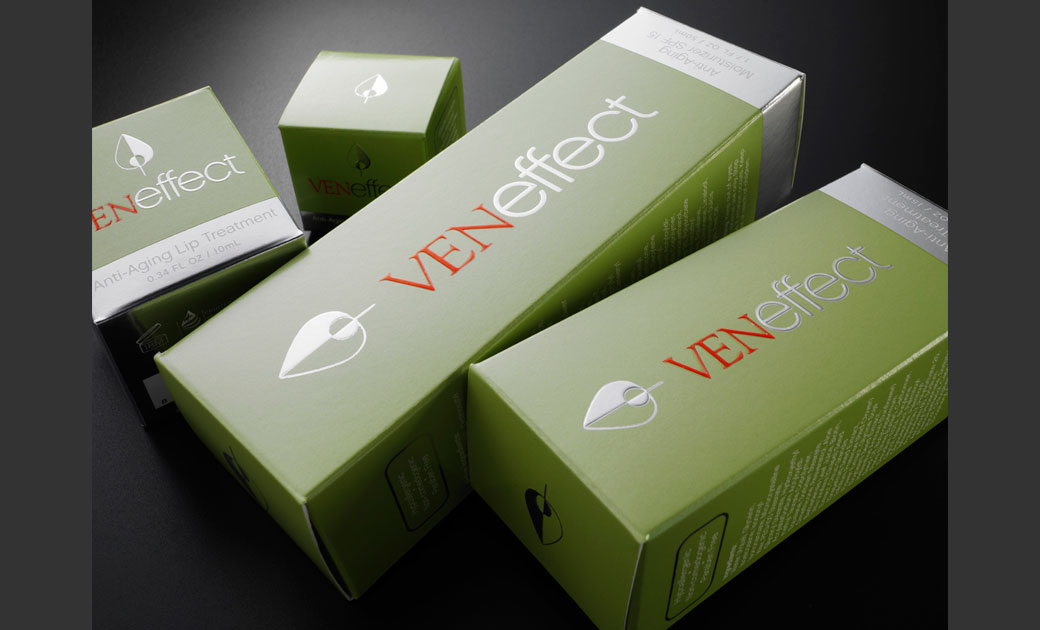 VenEffect skin care folding carton display packaging by Johnsbyrne
