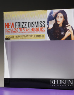unique display packaging for Redken beauty products
