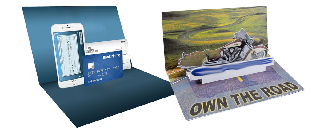 A direct mail can intrigue consumers with slide-outs, pop-ups or 3D elements.